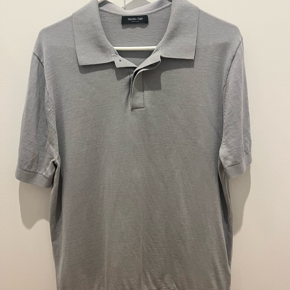 Massimo Dutti Light Gray Polo Shirt men’s gently worn
